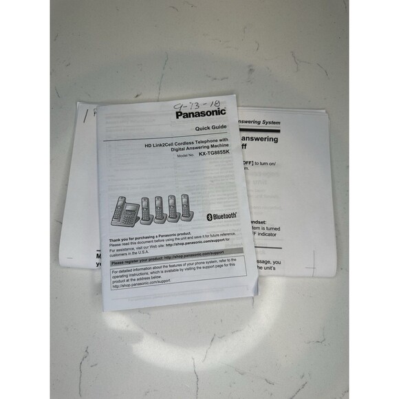 Panasonic KX-TG885SK Link2Cell Bluetooth Cordless Phone System 5 Handsets - Picture 10 of 10